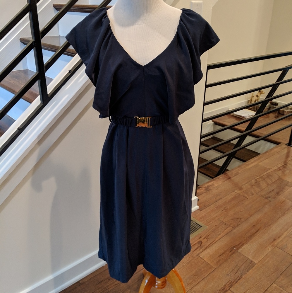 H & M Navy Blue ruffle dress